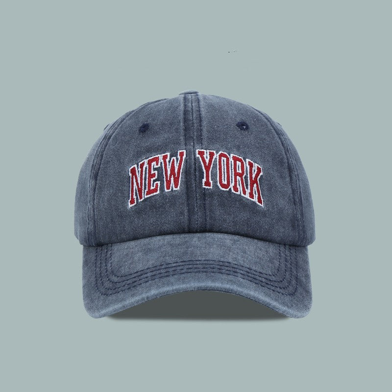 Washed Letter Embroidered Cotton Baseball Cap