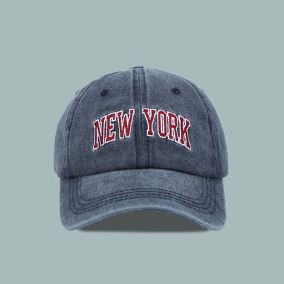 Washed Letter Embroidered Cotton Baseball Cap