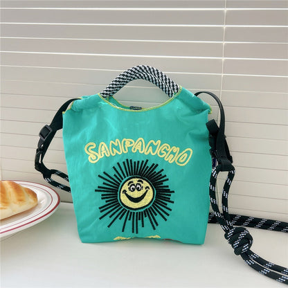 Mini Embrodered Nylon Shopping Shoulder Bag