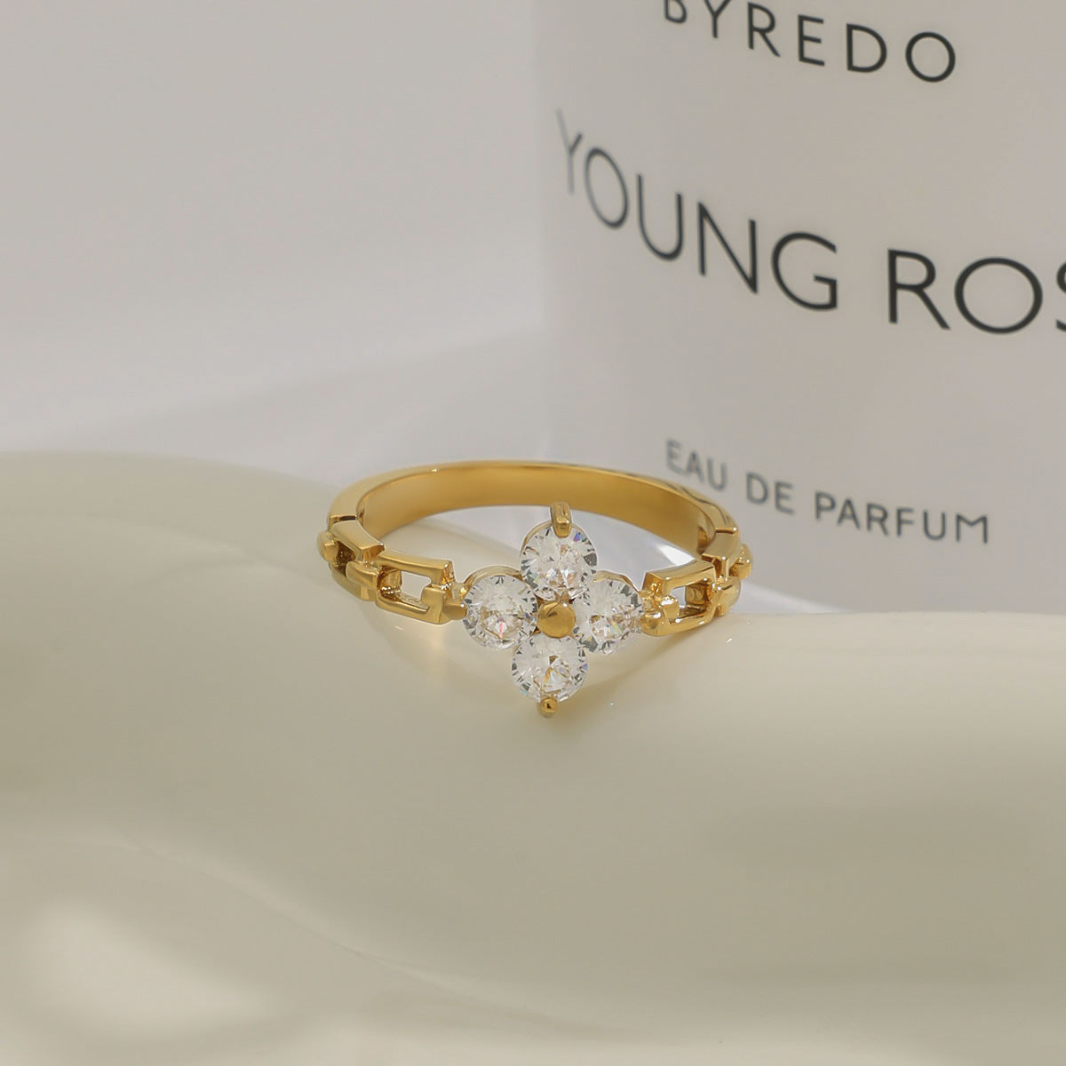 Four-Leaf Clover Cubic Zirconia Ring