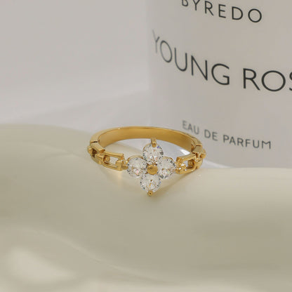 Four-Leaf Clover Cubic Zirconia Ring