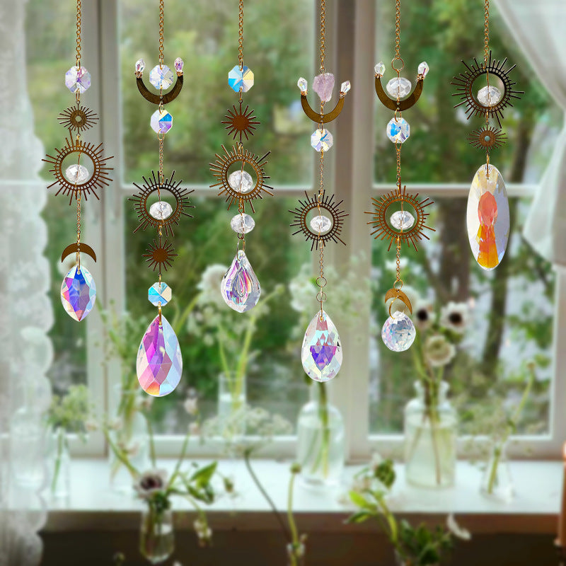 Sun Moon Suncatcher Colorful Crystal Decoration