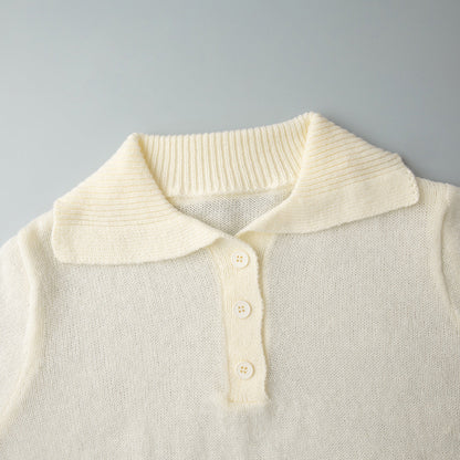 Simple Puff Sleeve Pullover Solid Knit Top