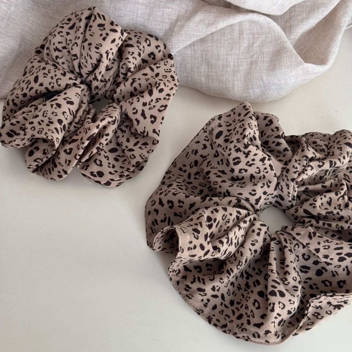 Leopard Print Elastic Retro Large Scrunchies