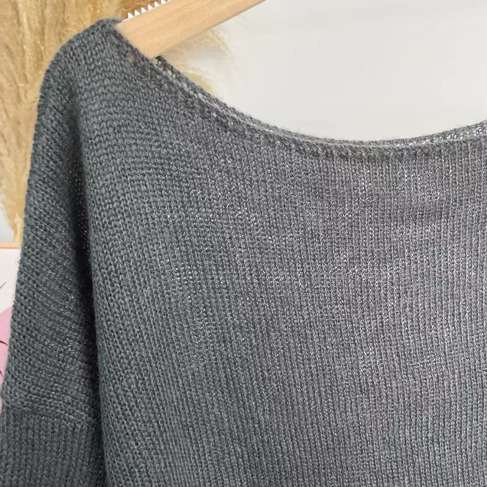 Minimalist Hollow Out Round Neck Sheer Knit Top