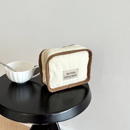 Cute Color Block Soft Makeup Bag