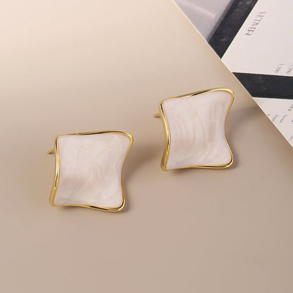Simple Geometric Irregular Enamel Stud Earrings