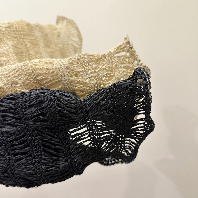 Minimalist Hollow Out Handwoven Straw Bucket Hat