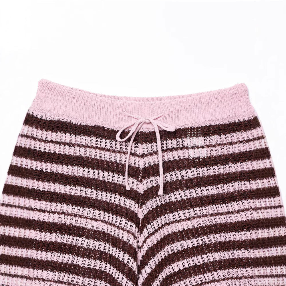 Simple Knitted Collared Top and Shorts Set