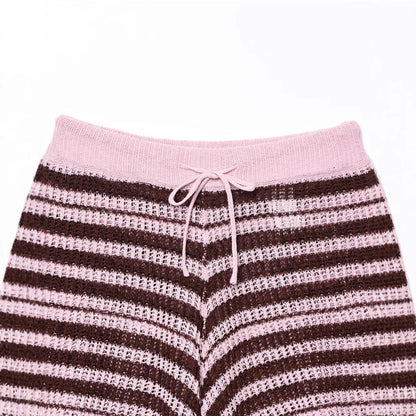 Simple Knitted Collared Top and Shorts Set