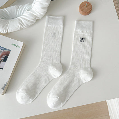 Bow Embroidered Sweet Thin Socks