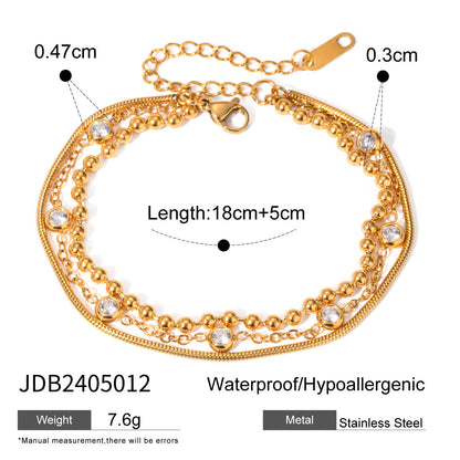 Multi-Layer Gold Plated Rhinestone Chain Bracelet