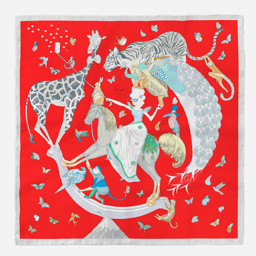 Colorful Animal Print Square Silk Scarf