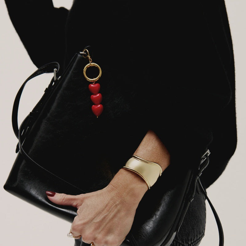 Elegant Heart Pearl Keychain Bag Charm