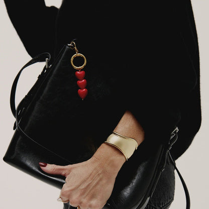 Elegant Heart Pearl Keychain Bag Charm