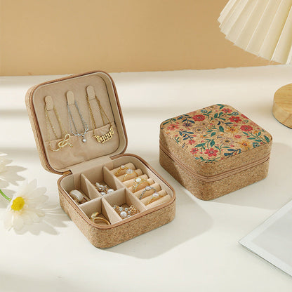 Soft Wood Print Zipper Jewelry Case