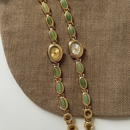 Retro Gold Tone Oval Dial Quartz Wrist Watch