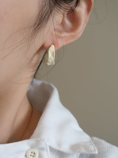 Stylish Ruched Geometric C-Shaped Hoop Earrings