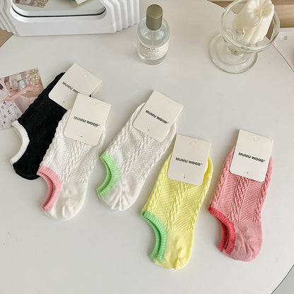 Color Block Sweet Simple Low Ankle Socks