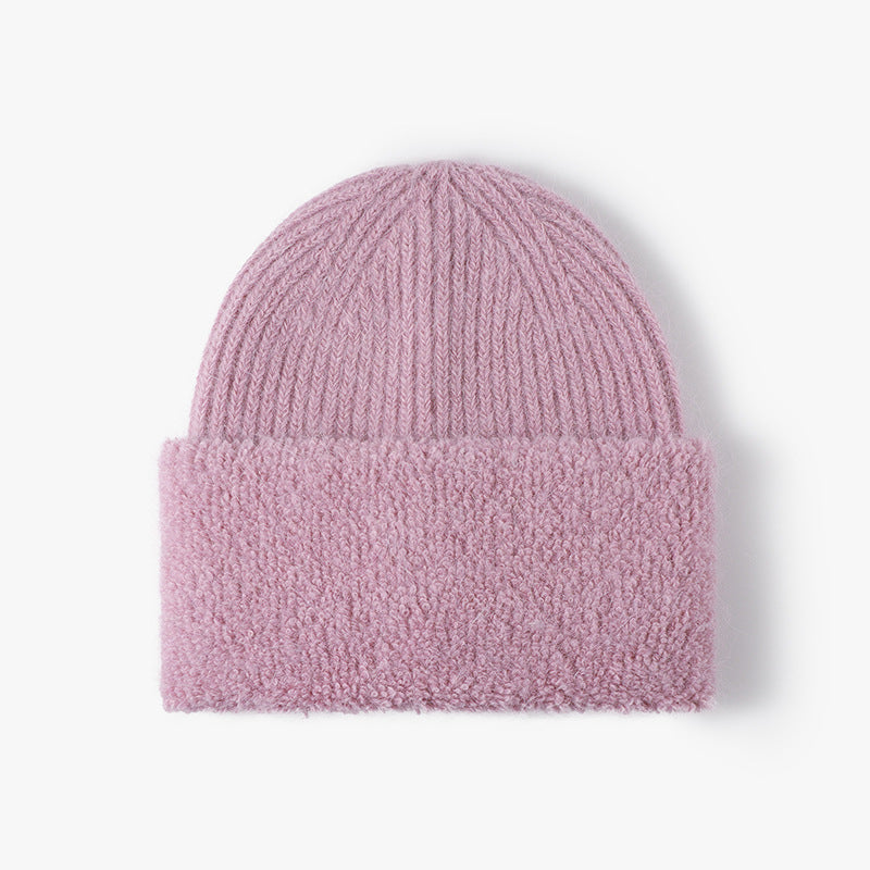 Solid Color Knit Hat High Flap Beanie