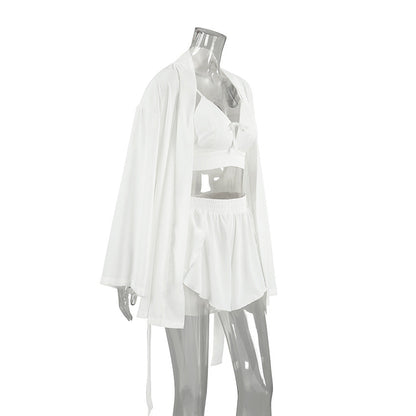 3PCS Solid Color Split Homwear Sets