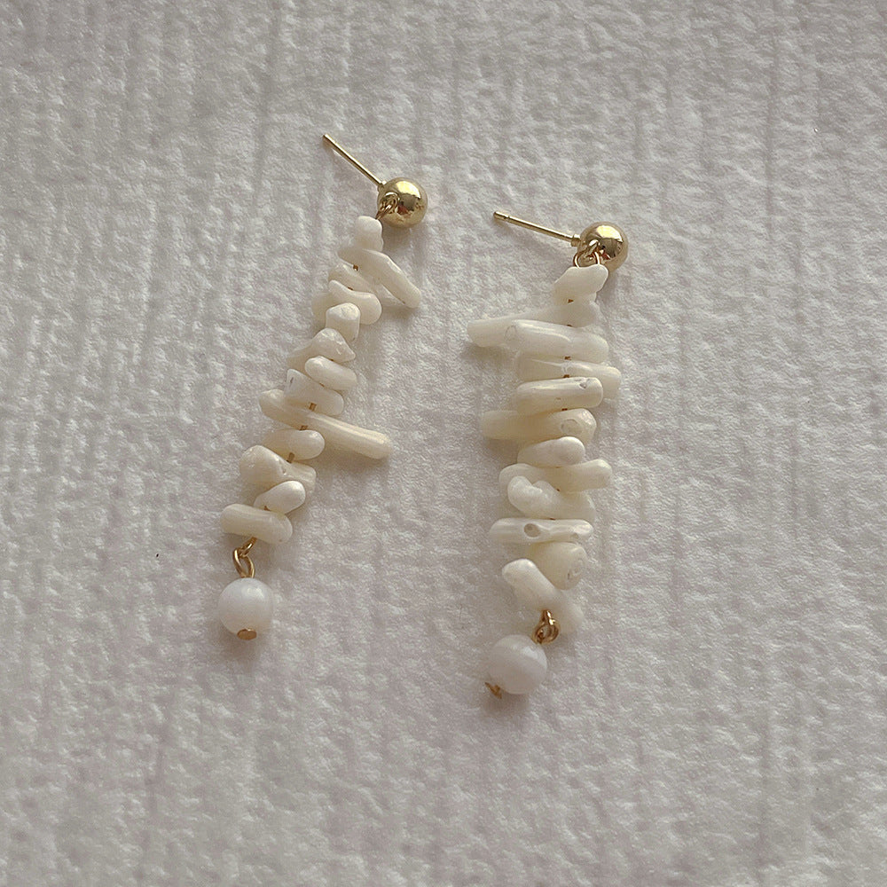 Asymmetric Corals Shells Drop Stud Earrings