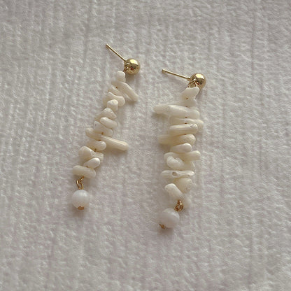 Asymmetric Corals Shells Drop Stud Earrings
