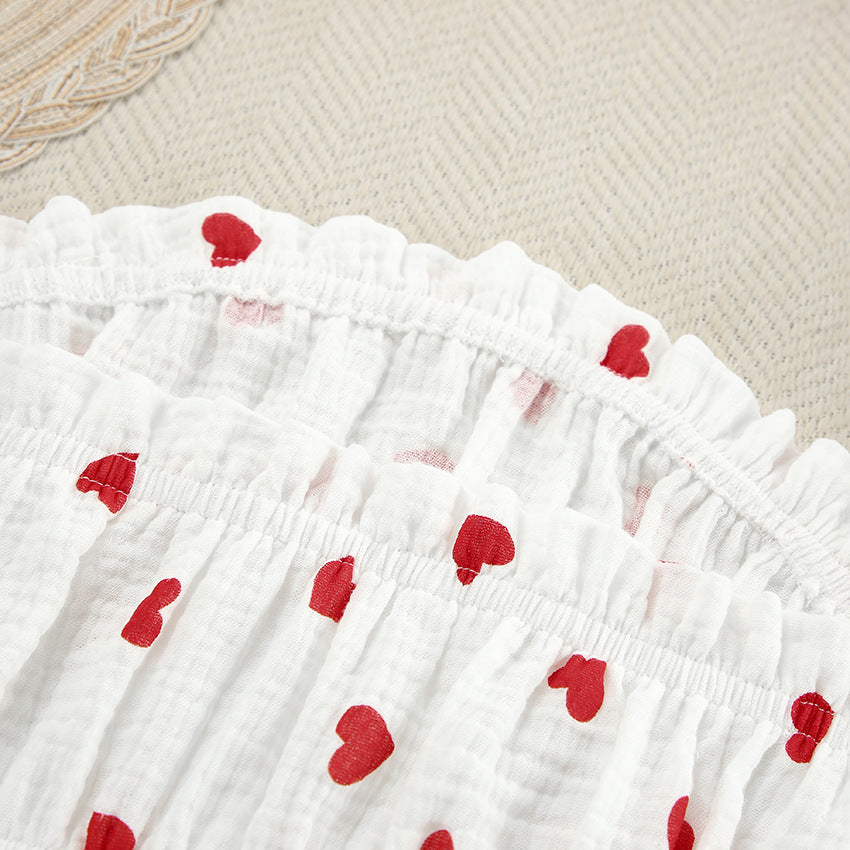 Love Print Flounce Sexy Sleepwear Sets