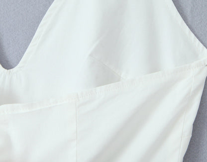 Solid Color Halter V-Neck Ruffle Maxi Dress