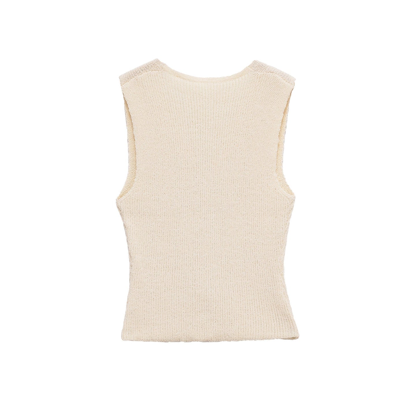 Button Down Sleeveless V-Neck Knit Top