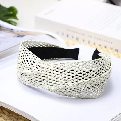 Cross Straw Knot Wide Headbands