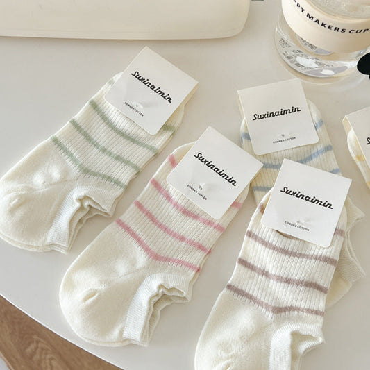 Striped Color Block Low Ankle Socks
