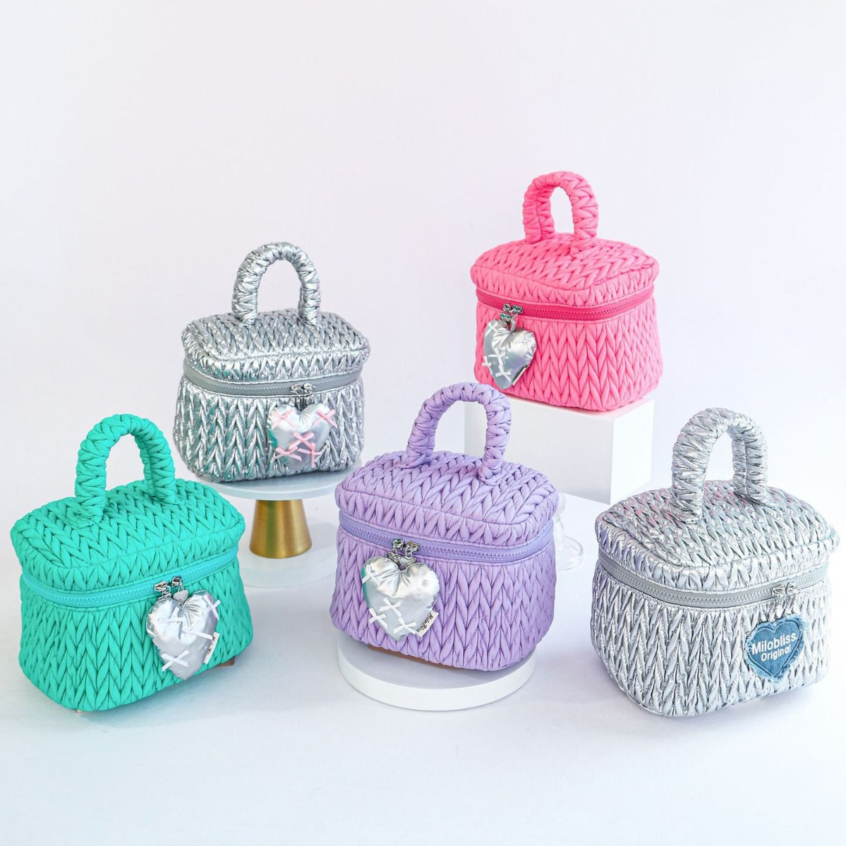 Cute Color Block Padded Large Cpacity Make Up Bag