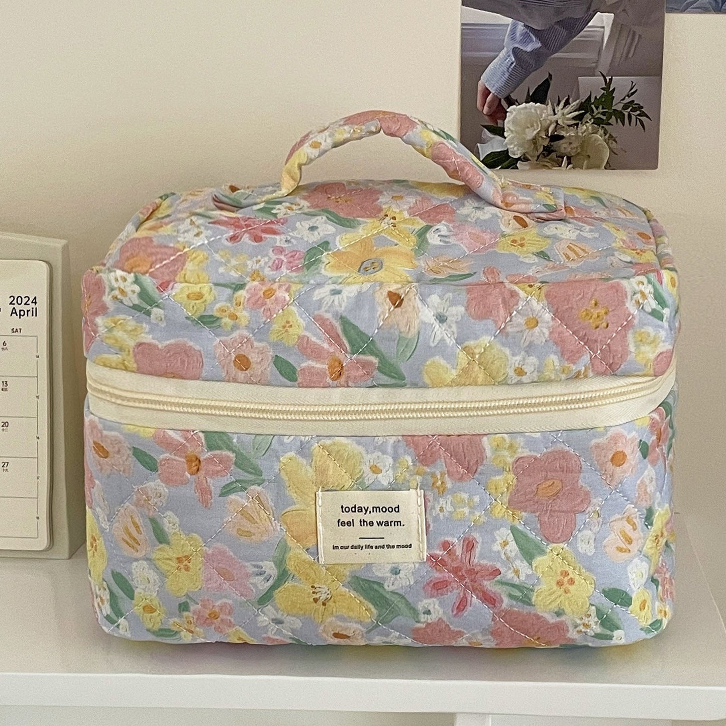 Cute Flower Print Make Up Bag