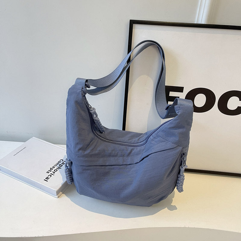 Solid Color Nylon Large Capacity Shoulder Bag