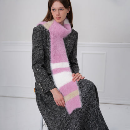 Soft Color Block Striped Plushed Scarve