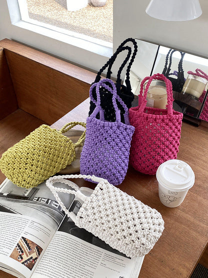 Hollow Out Simple Bucket Woven Bag
