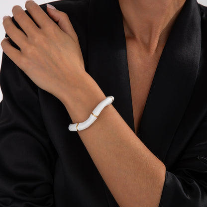 Vintage Enamel Open Wavy Bamboo Bracelets