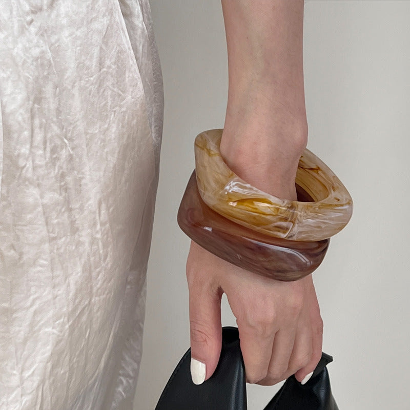 Trendy Chunky Square Wide Resin Bracelet