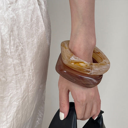 Trendy Chunky Square Wide Resin Bracelet