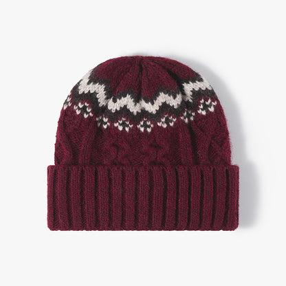 Contrast Color Twist Knit Beanie