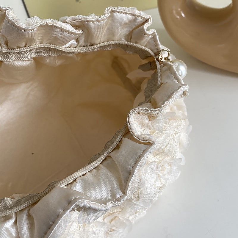 Flower Lace Pearl Cosmetic Bag