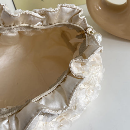 Flower Lace Pearl Cosmetic Bag