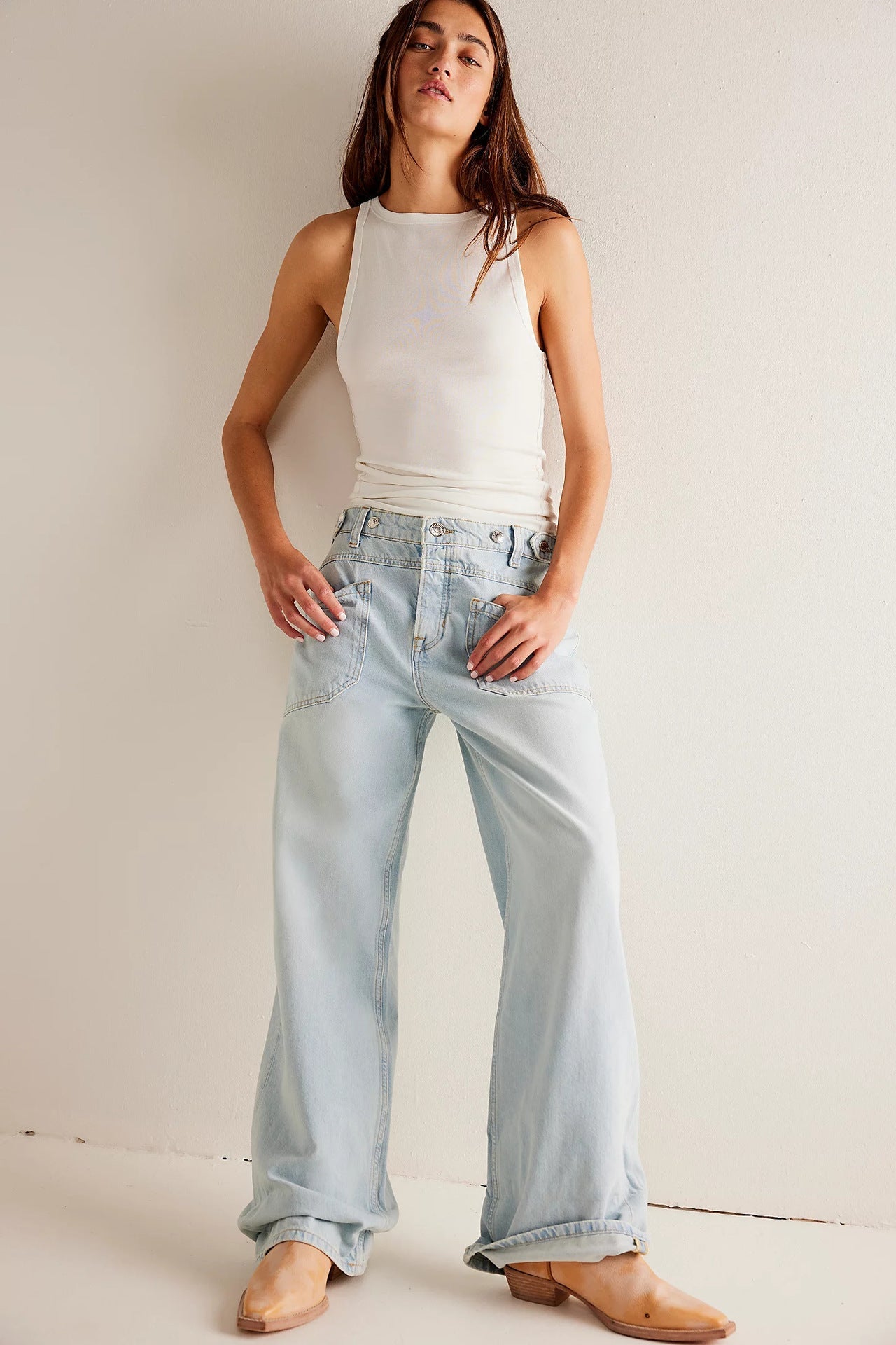 Washed Street Straight Leg Jeans