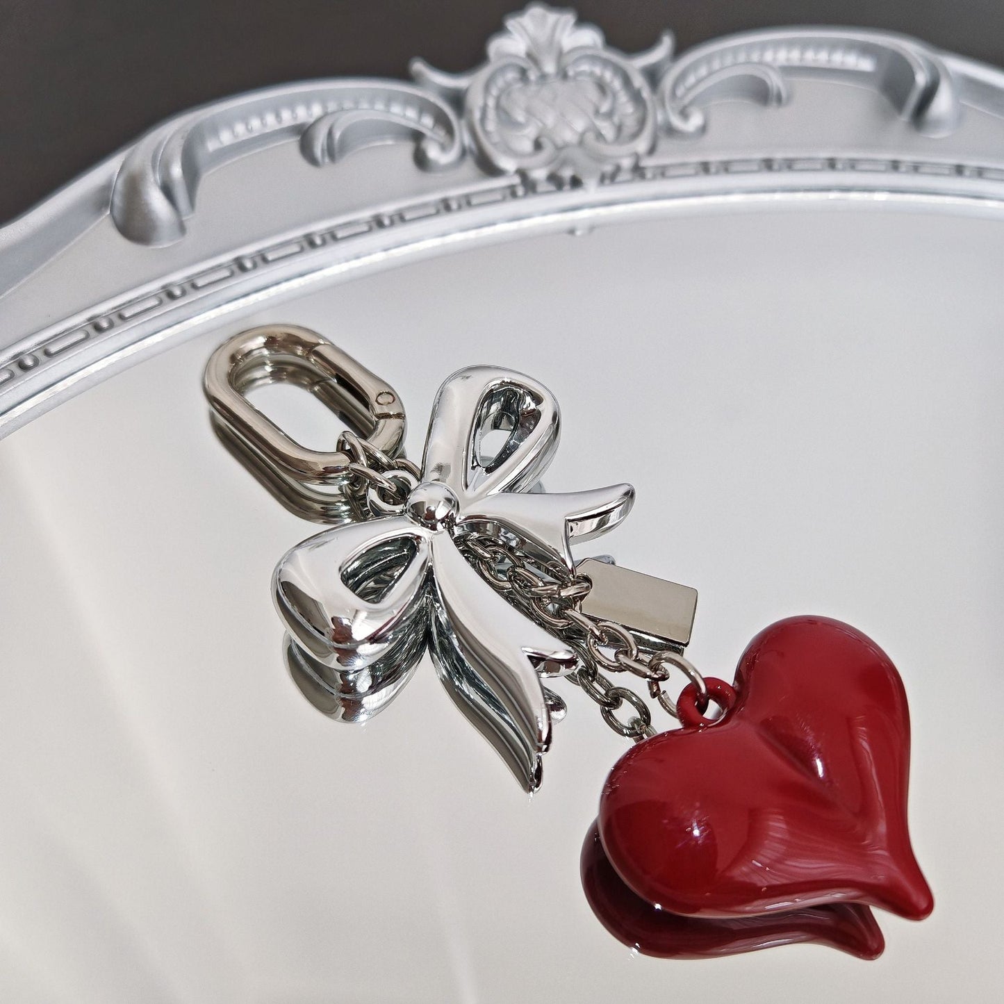 Elegant Bow Heart Keychain Bag Charm