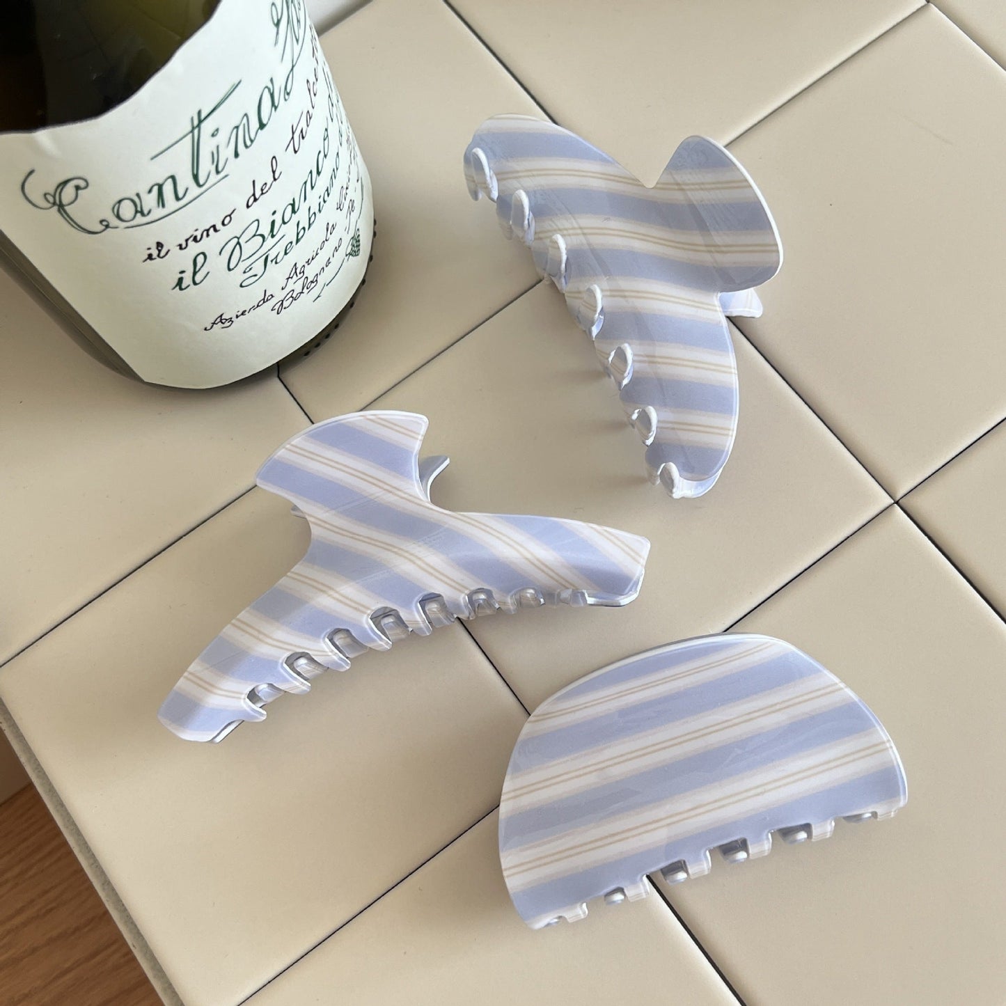 Sweet Striped Acrylic Hair Claw