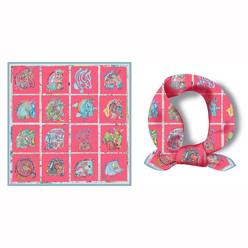 Splicing Colorful Art Print Square Satin Scarf