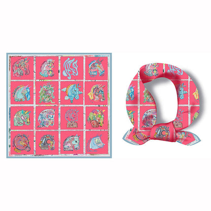 Splicing Colorful Art Print Square Satin Scarf