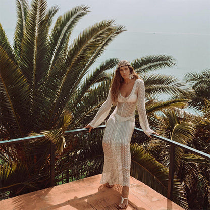 Sexy V-Neck See Through Slim Swim Cover Dress