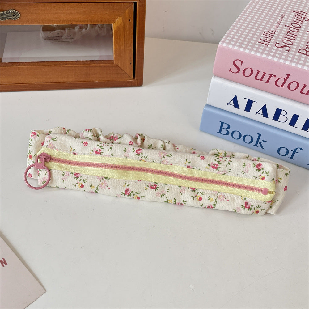 Flower Print Large Capacity Pencil Case Pouch